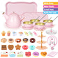 Tea Party Set for Little Girls, 49PCS Princess Tea Time Toys Including Tea Set Dessert Carrying Case, Kids Kitchen Pretend Plays
