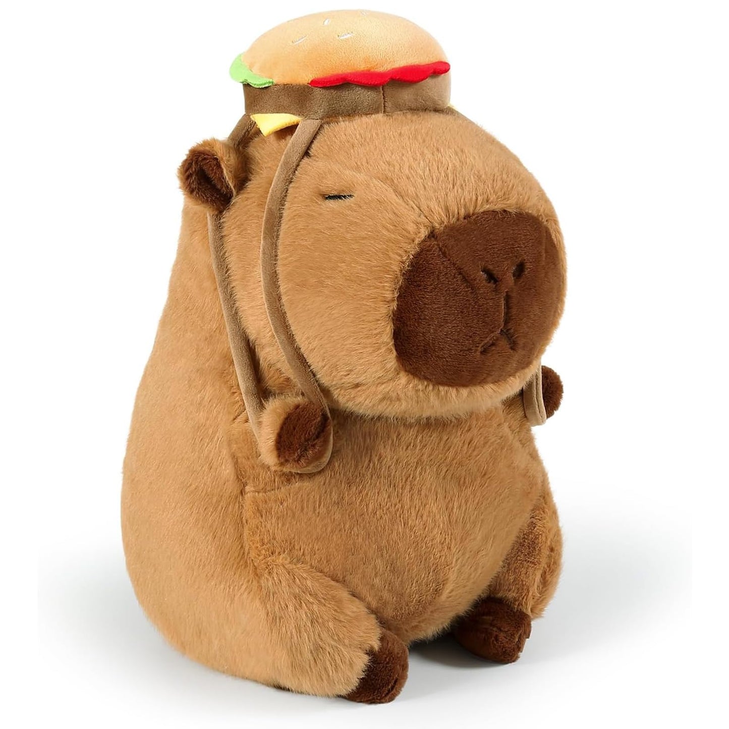 Wanwu World Capybara Plush 9 Inch Capybara Stuffed Animal Cute Stuffed Capybara Toy With Hamburger Backpack Soft Plushies Capyba