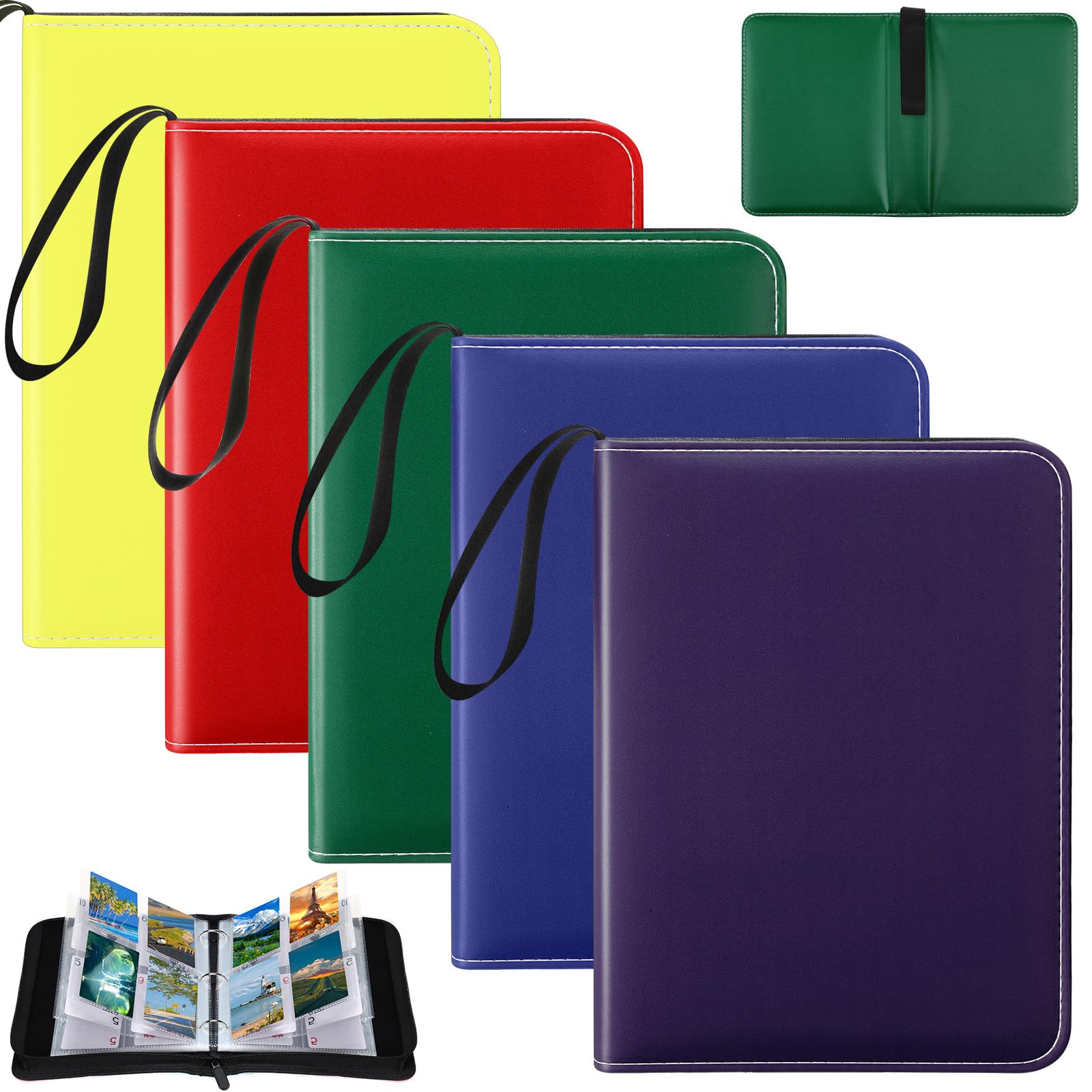 Humyoun 5 Pcs 4 Pocket Trading Card Binder 2000 Pockets with 250 Removable Sleeves Game Cards Collection Sports Trading Cards Collector Album(Dark Blue  Dark Green  Yellow  Red  Purple)