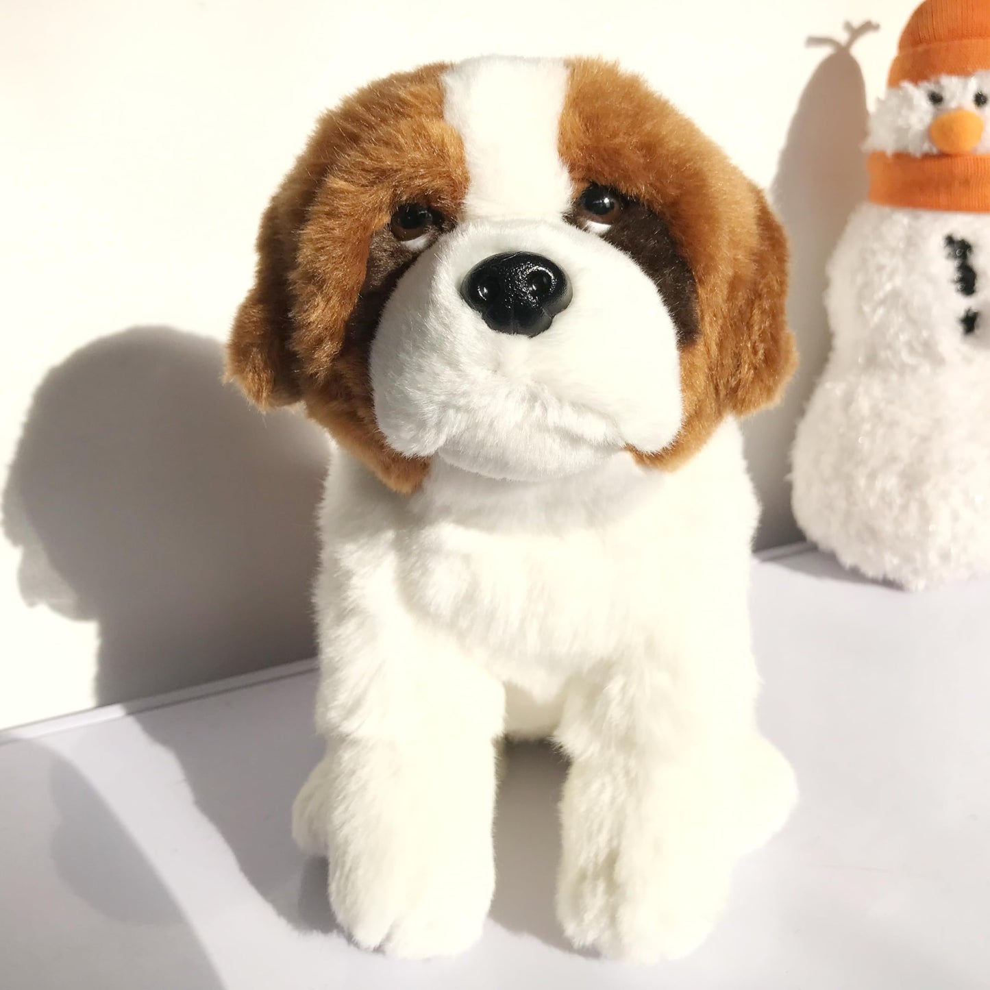 Jianeexsq 10Inch Realistic Saint Bernard Dog Stuffed Animal, Lifelike Siberian Dog Model Plush Toy, Kids Birthday Gift