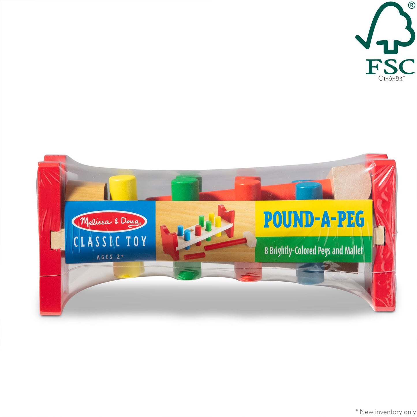 Melissa & Doug Deluxe Wooden Pound-A-Peg Toy With Hammer - FSC Certified