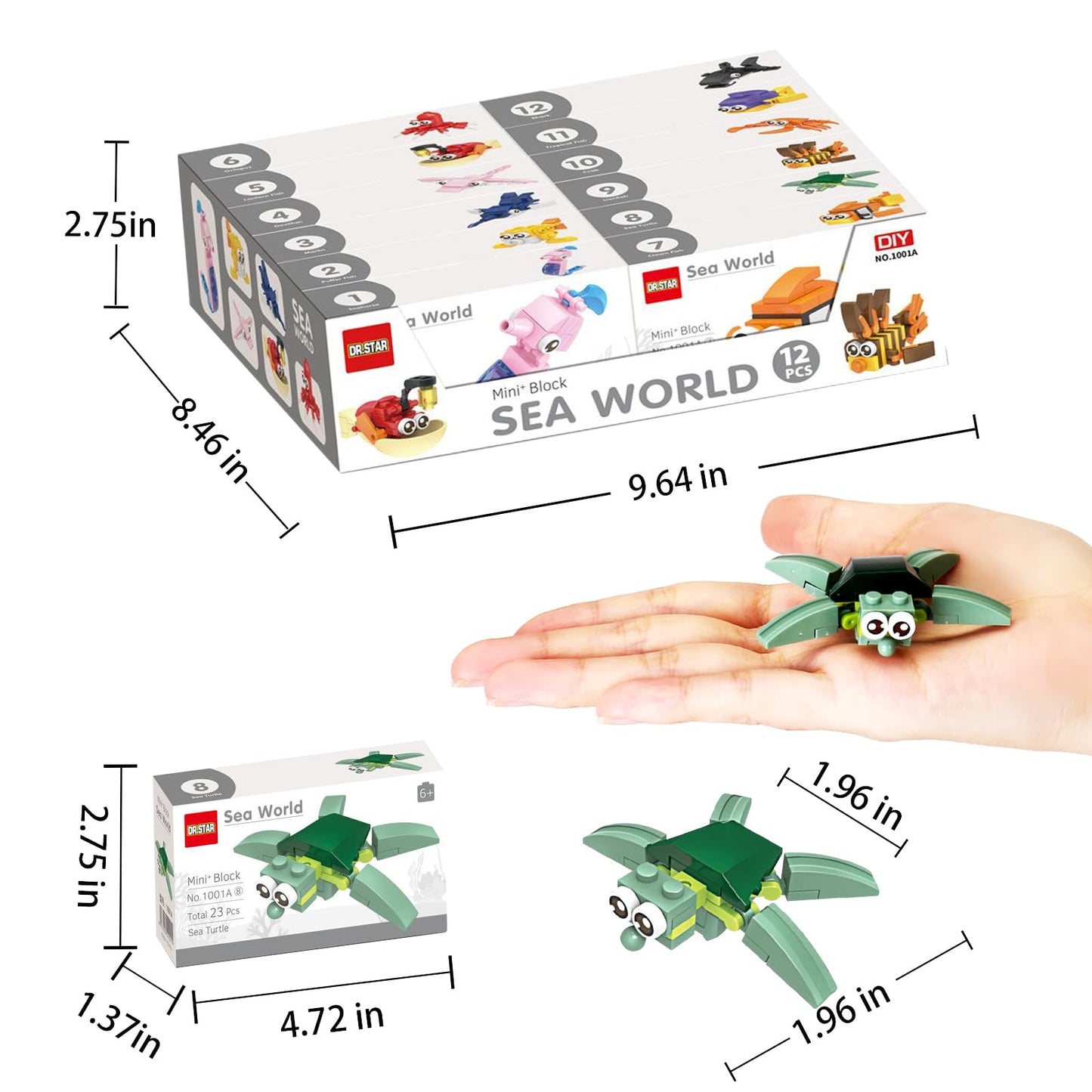 Ocean Party Favors For Kids Goodie Bags,12Pcs Sea Animal Mini Building Blocks, Building Sets Stem Toys, Assorted Building Blocks Sets For Birthday Party Gift,Goodie Bags, Prize,Cake Topper