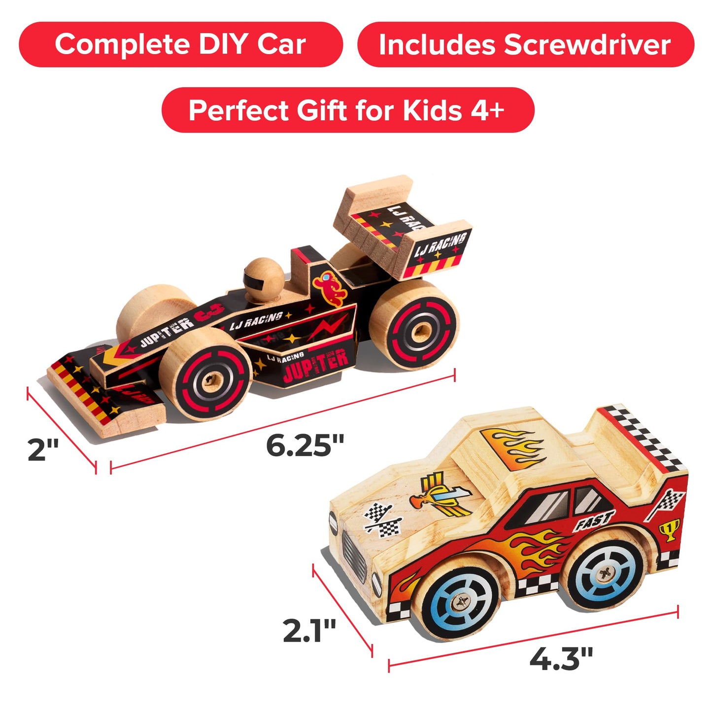 DIY Wooden Kits w/ Stickers - Kids Building Kit - Stem Building Toys - Wood Crafts for Kids - Woodworking Kits for Kids - Wood B