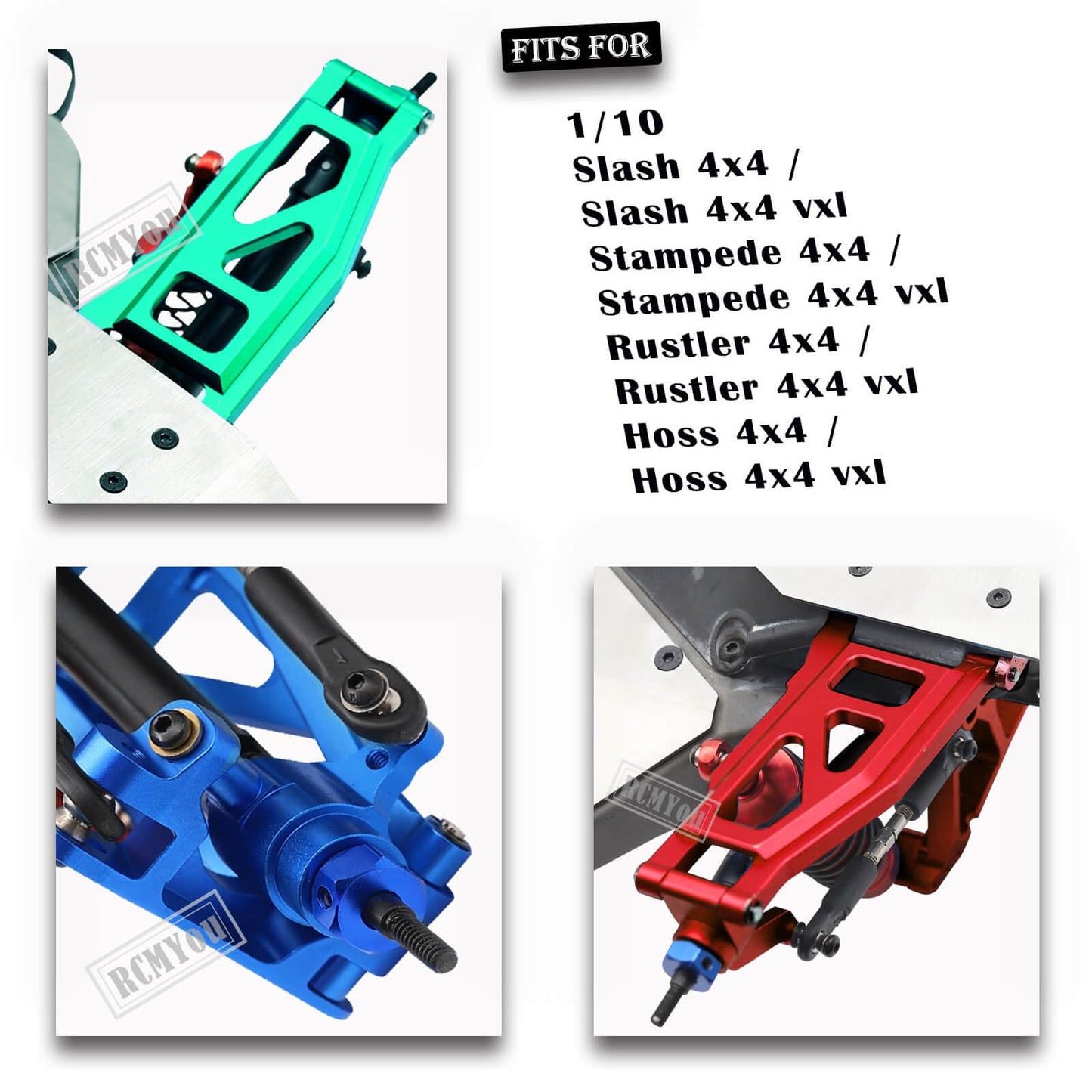 RCMYou Upgrades Part for 1/10 Slash/Rustler/Stampede/Hoss 4x4 VXL 4wd,Alloy Suspension Arm,Caster Block,Steering Blocks,Rear Stu