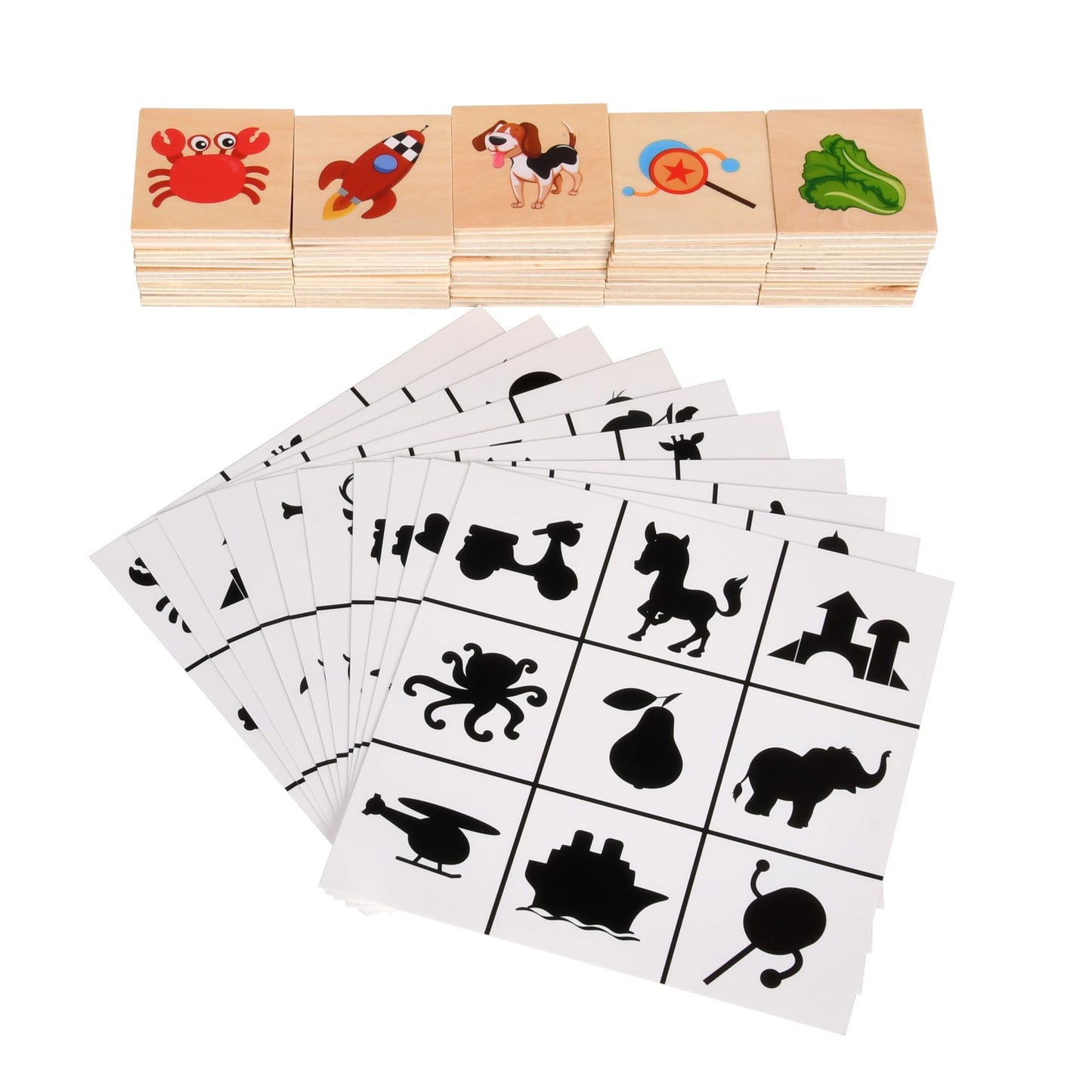 Wnwl Wooden Shape Matching Games, Shadow Matching Puzzle Games Montessori Wooden Sorting And Stacking Toys, Children'S Image Pla