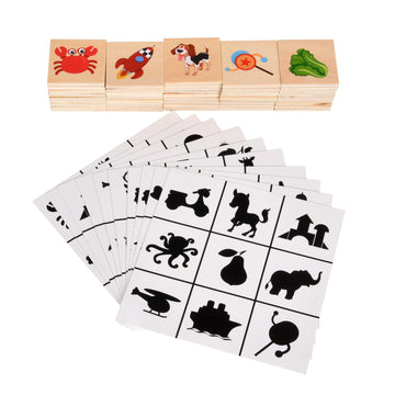 Wnwl Wooden Shape Matching Games, Shadow Matching Puzzle Games Montessori Wooden Sorting And Stacking Toys, Children'S Image Pla