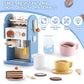 GAGAKU Wooden Coffee Machine Toy Set - 15 Pcs Non-Toxic Kitchen Accessories for Kids, Blue, Model G06CM2402, Ages 3+