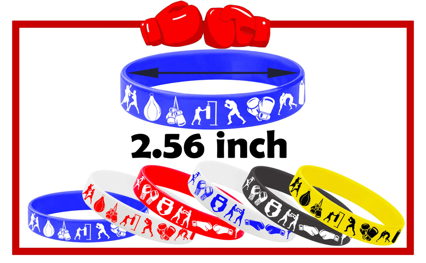 CupaPlay 24PCS Boxing Rubber Bracelets - Suitable for Boxing Fan Sports Match Themed Party Supplies Decorations Birthday Baby Sh