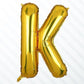 Flyloons Gold K Alphabets Letter Foil Balloons Perfect for Birthday Decoration Items, Anniversary, Bachelorette, Wedding, Farewe