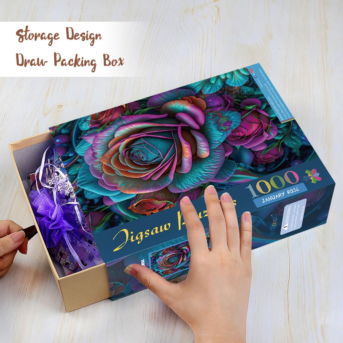 Ingooood Jigsaw Puzzle 1000 Pieces - Fantasy Series - Roses Puzzle Entertainment Toys for mature-themed Puzzles for Home Decoration  Family Puzzle Perfect for Game Nights (January Rose)