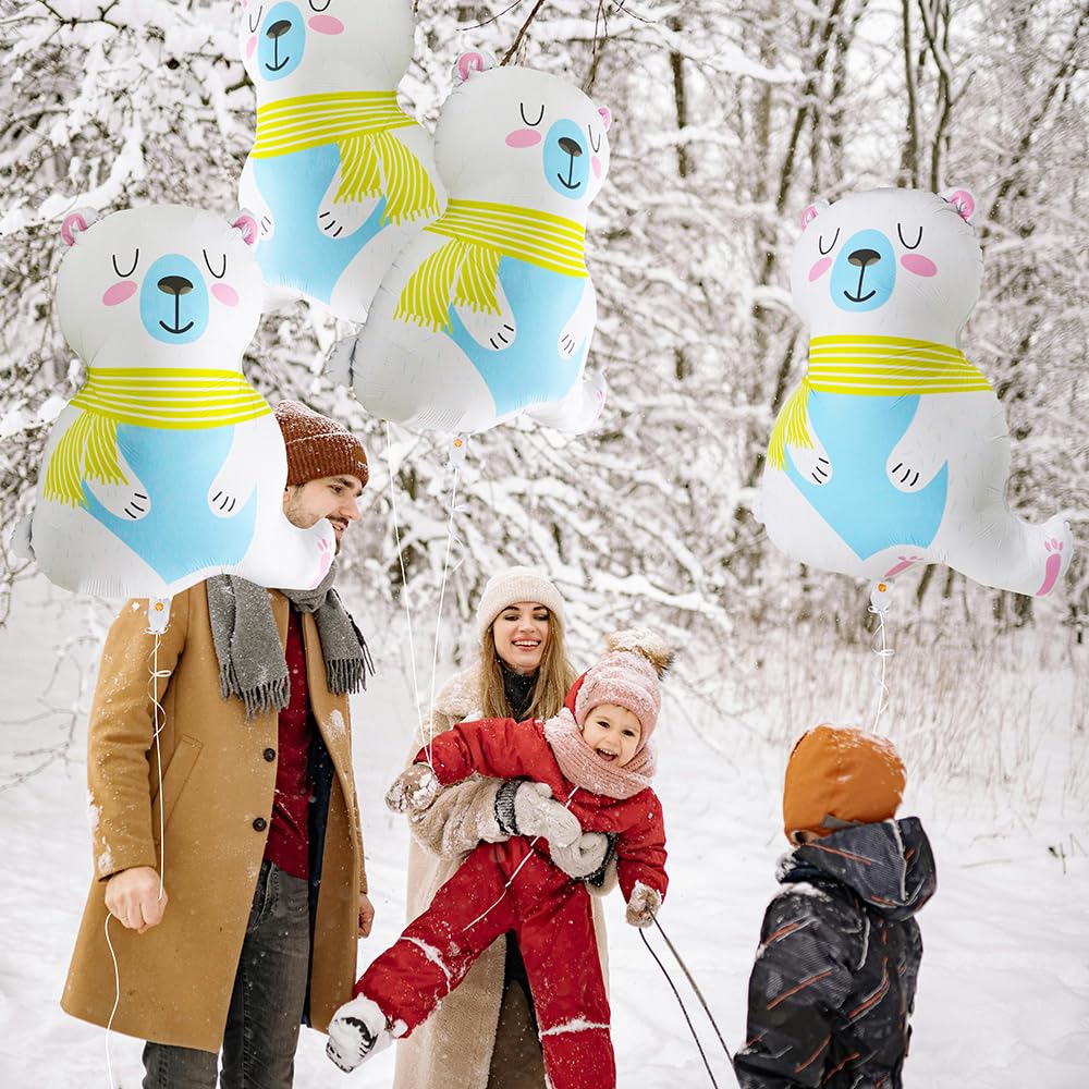 Giant Polar Bear Balloon Winter Animal Balloon For Birthday Supplier Bridal Baby Shower Wedding Decorations, 4 Pack Wild One Jun