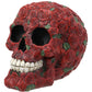 Ebros Valentine'S Day Of The Dead Red Floral Roses With Green Petals Skull Figurine Dod Rosa Sugar Skulls Statue As Cranium Skeleton Head Halloween Ossuary Macabre Altar Decor Collectible