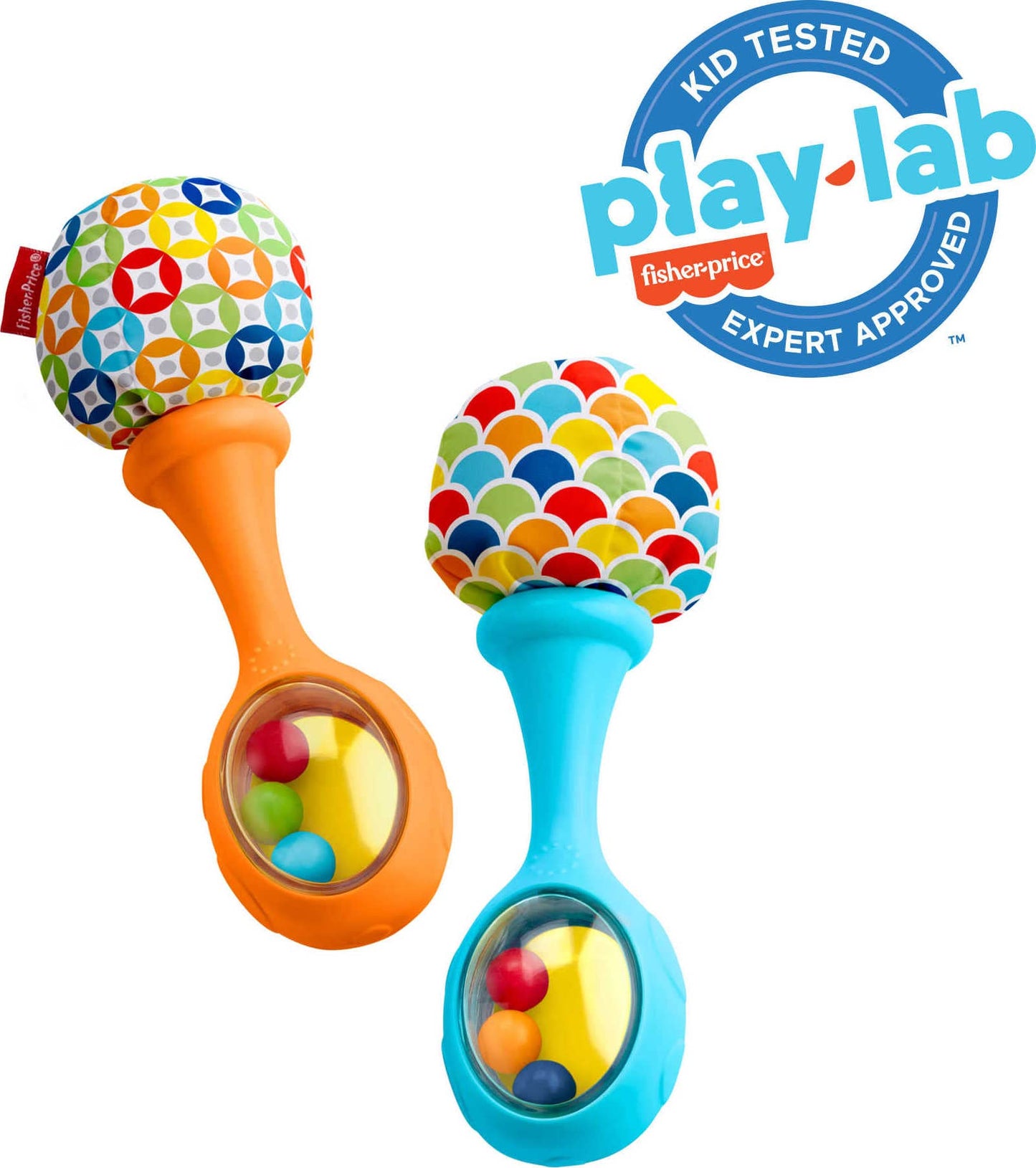 Fisher-Price Rattle 'n Rock Maracas Set - 2 Soft Musical Instruments for Babies 3+ Months, Multicolor, Model FPY65