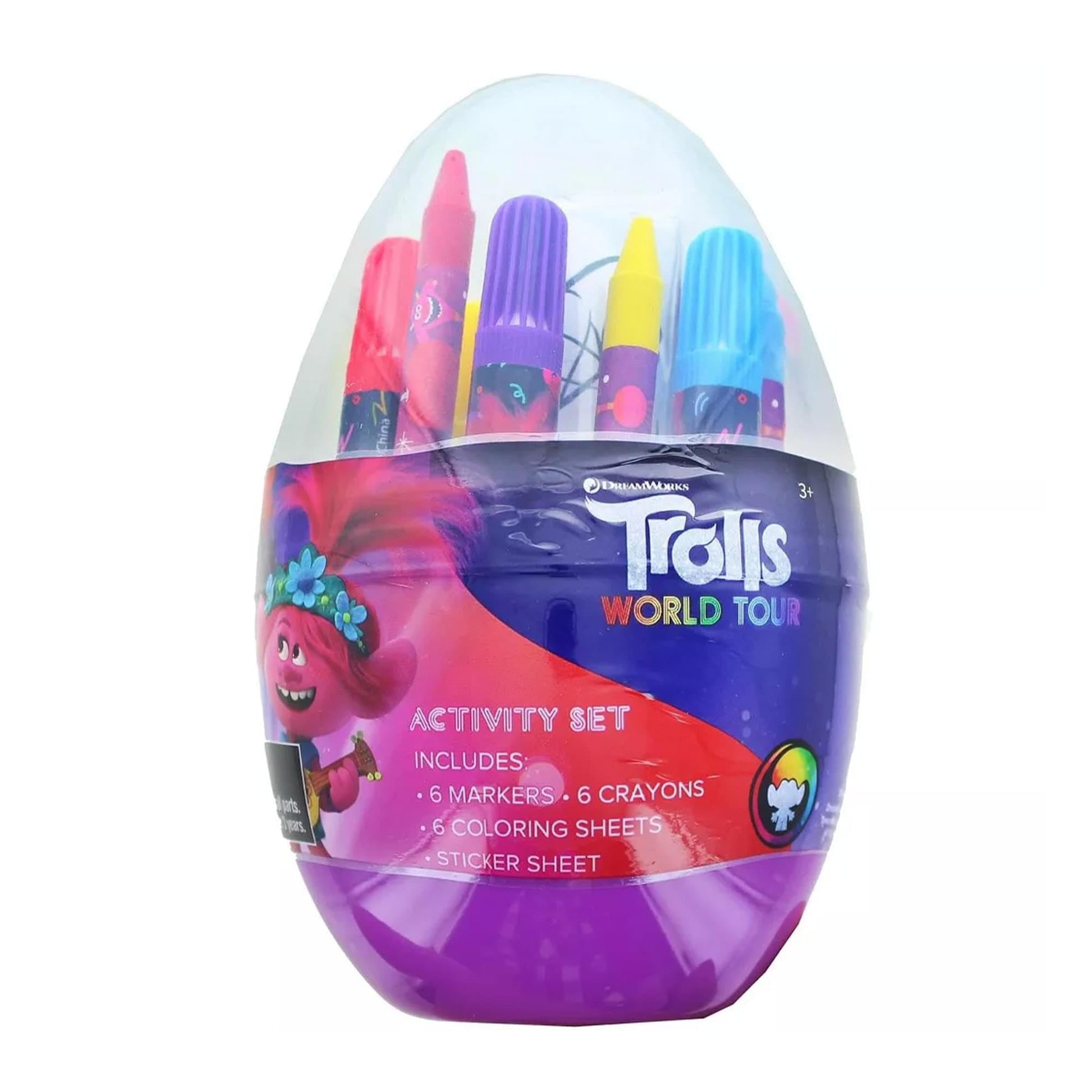 Innovative Designs Trolls Activity Egg Craft Kit | Coloring Pages | Stickers | Markers | Crayons,Purple