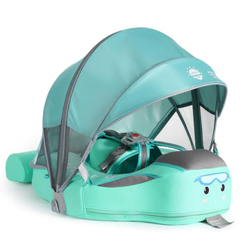 2025 Mambobaby Float, Baby Floats With Canopy For Infants 3-24 Months, Non-Inflatable Pool Floats With Adjustable Safety Strap &
