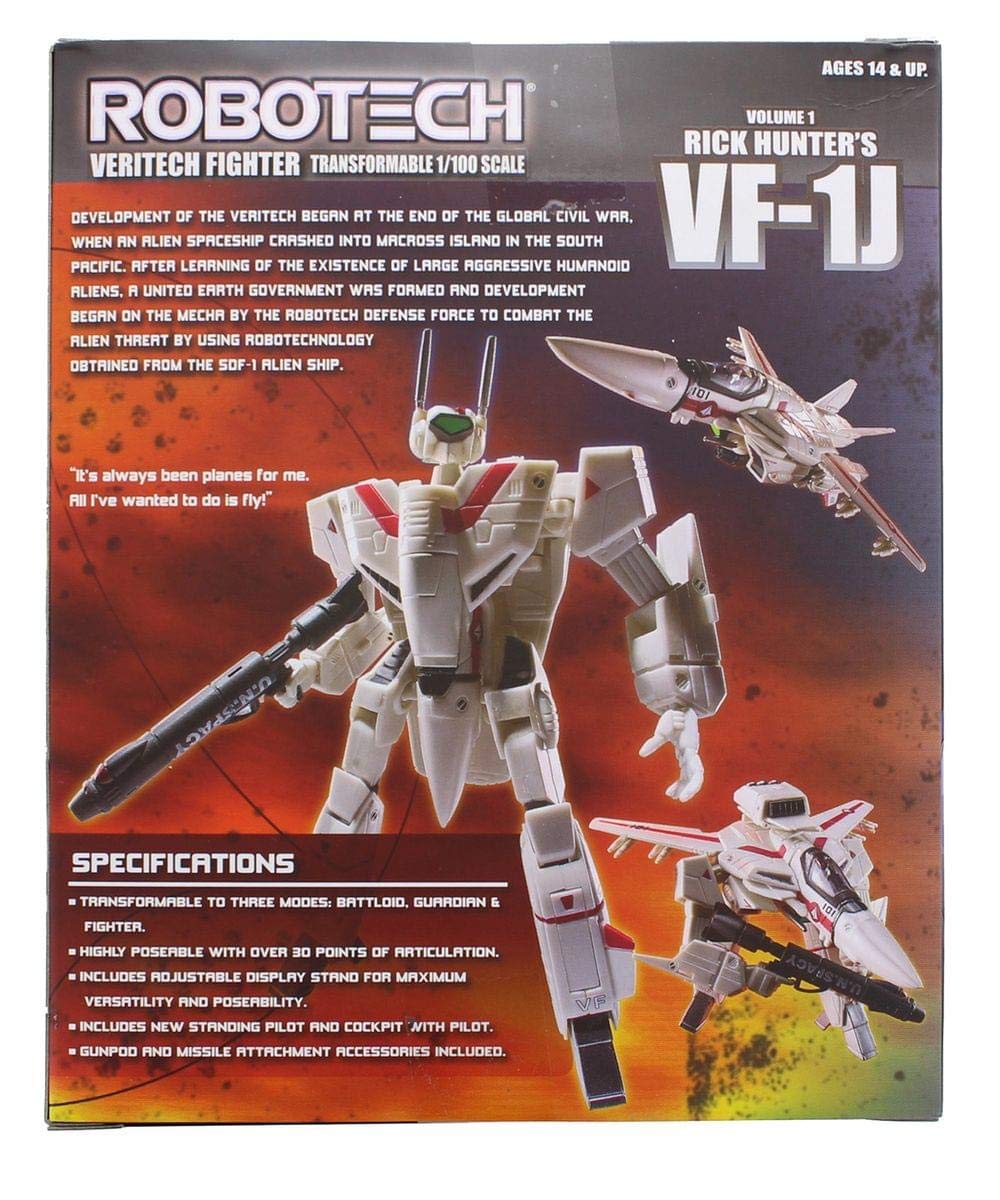Toynami Robotech Rick Hunter'S 1: 100 Vf-1J Veritech Action Figure, Multicolor