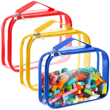 Sanwuta 3 Packs Toy Storage Bags With Zipper, Clear Pvc Organizing Bags, Waterproof Toy Bags For Board Games, Building Blocks, T