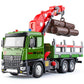 HAPYAD Timber Truck Toy Metal Cab, Friction Powered Timber Truck with Fully Functioning Loading Crane and 3 Loadable Trunks, Big