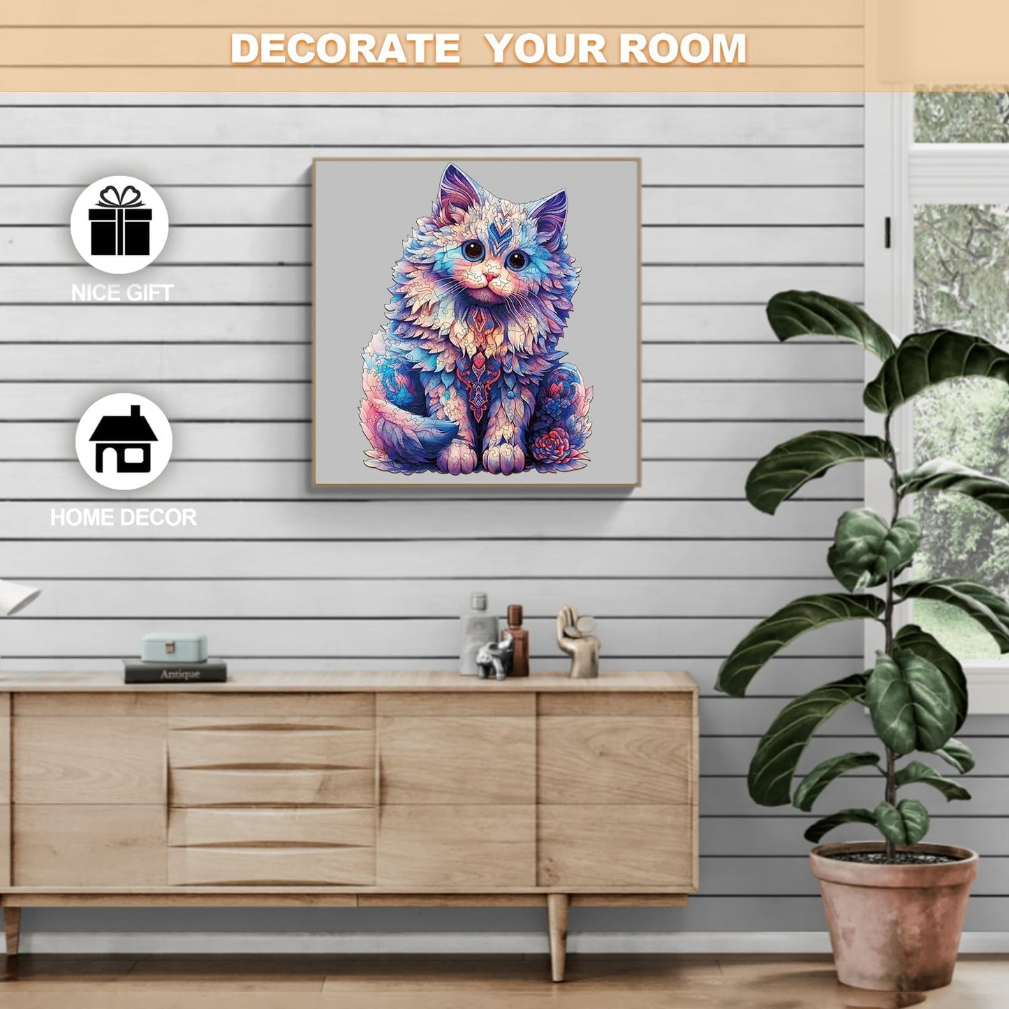 Aeekdook Wooden Puzzles for mature-themeds - Ragdoll Cat Puzzle Wood Puzzles mature-themed - Wooden Jigsaw Puzzles Unique Animal Shape Relax Puzzles (M - 8.6 * 11.4in-200pcs)