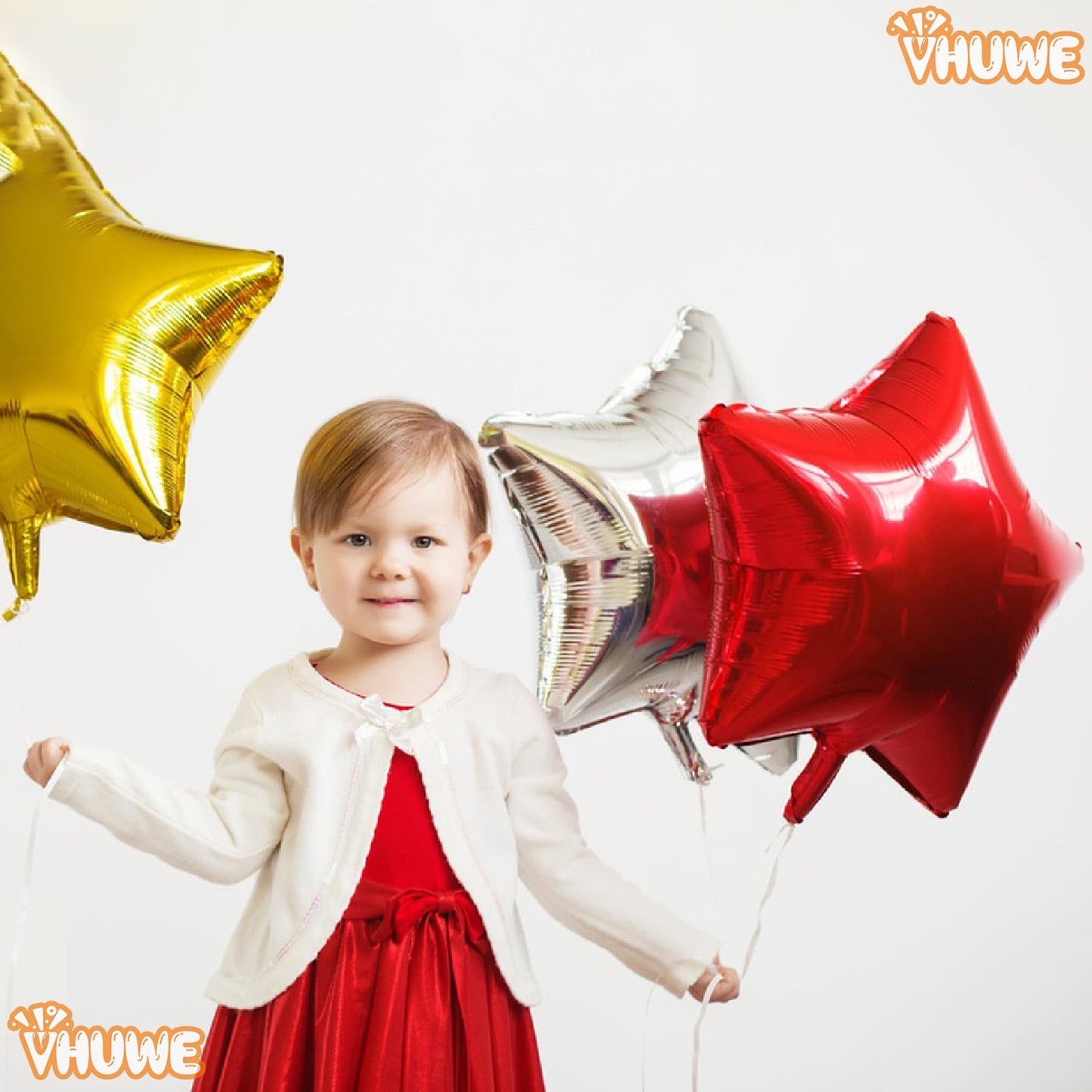 Red Star Balloons 18 Inch, 10 Pcs Red Star Shaped Mylar Helium Foil Metallic Balloon For Birthday Party Decorations Baby Shower