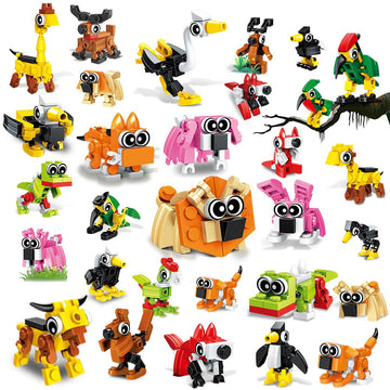 Hogokids Party Favors For Kids, 20 Pack Animals Building Block Toy, Easter Gifts Goodie Bags Stocking Stuffer Classroom Prizes Building Set, Christmas Birthday Gift For Boys Girls Ages 6-12+