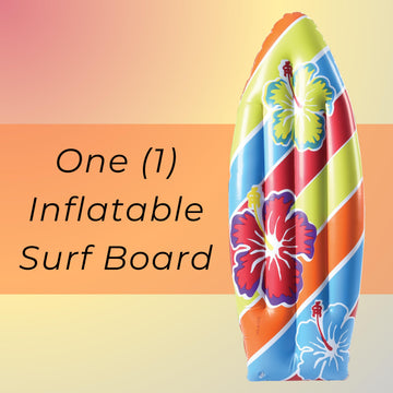 U. S. Toy Inflatable Surfboard - 3 Ft. Vinyl Luau Decoration, Multicolored, Ideal for Beach & Pool Parties, Ages 3+