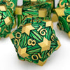 ORIFANTOU Metal DND Dice Set Dungeons and Dragons Dice with Box, Green Golden Debris D&D Dice RPG D and D Dice Role Playing Game