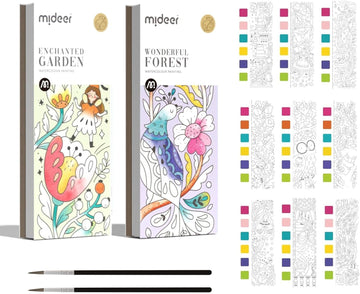 Mideer Watercolor Painting Book For Kids Ages 4-8, Pocket Watercolor Painting Book Arts And Crafts For Toddlers, Travel Activities Paint With Water Coloring Book Set For Kids 3-8 (2 Packs)