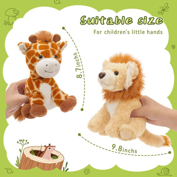 Muiteiur 5 Piece Forest Stuffed Animals,7.1 Inch Cute Jungle Plush Toys, Stuffed Animal Bulk (Tiger,Lion,Fox,Giraffe, Squirrel),