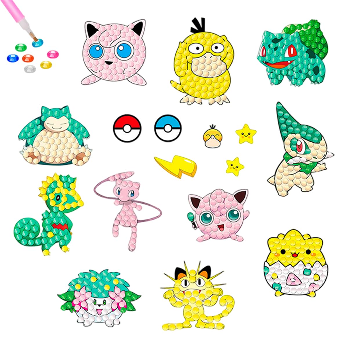 Patpat 12Pcs Diy Diamond Paint Stickers Art Kit Anime 5D Diamond Art Kit With Tools HandsOn Activity For Kids Diy Diamonds Pain