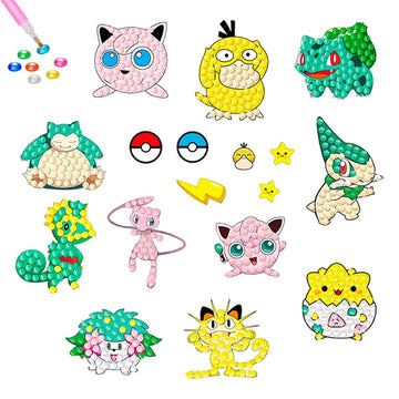 Patpat 12Pcs Diy Diamond Paint Stickers Art Kit Anime 5D Diamond Art Kit With Tools HandsOn Activity For Kids Diy Diamonds Pain