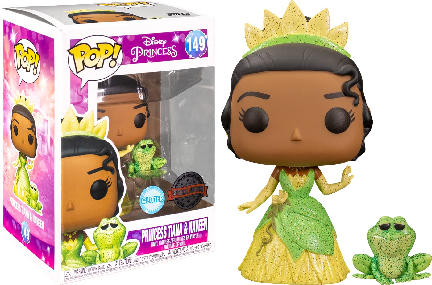 Funko Princess Tiana & Naveen Glitter Exclusive Vinyl Figure - Black, Model 889698546737