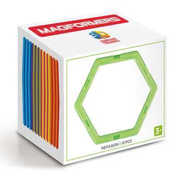 Magformers Hexagon 12 Pieces Rainbow Colors, Educational Magnetic Geometric Shapes Tiles Building Stem Toy Set Ages 3+