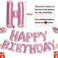 Accevo Pink Foil Happy Birthday Banner - 16 Inch Aluminum Balloons for Kids & Adults Birthday Decorations