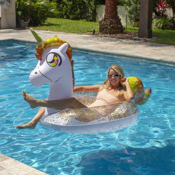 Poolcandy Jumbo 48'' Unicorn Pool Tube, Stylish, Ultra Durable, Easy-Inflate Pvc Pool Tube, Great For Pool, Beach, Lake, River,