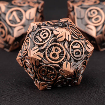 Kerwellsi Blood Vines Leaf Metal Dnd Dice Set D&D With Gift Box, 7Pcs Dungeons And Dragons Role Playing Dice, Polyhedral Handmad