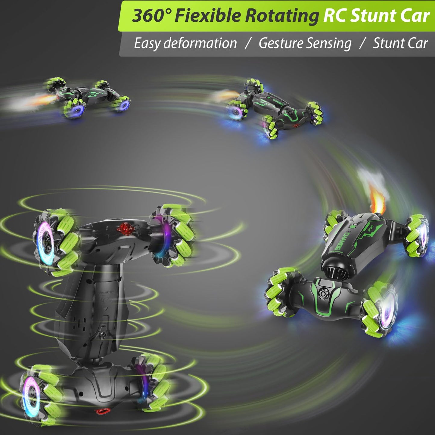 Remote Control Car - Rc Cars Stunt Car Toys 4WD Gesture Sensing Rc Car Rechargeable Toy Cars -Transformer 360 Rotating Hand Cont