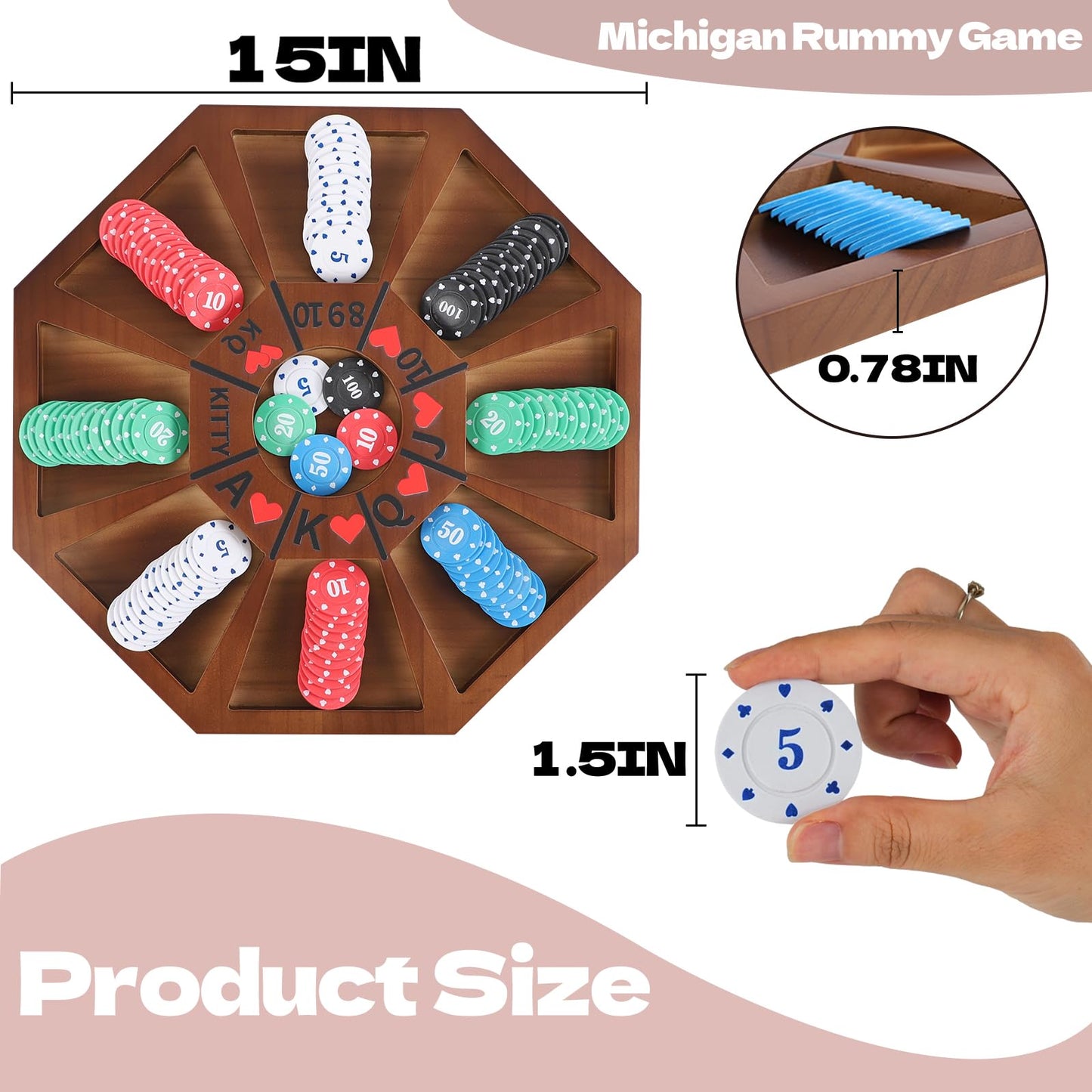 Jyquorp Michigan Rummy Board Game Deluxe Set Perfect Blend Of A Royal Game Of Hearts Rummy Poker Wooden Tripoley Game Betting Bl