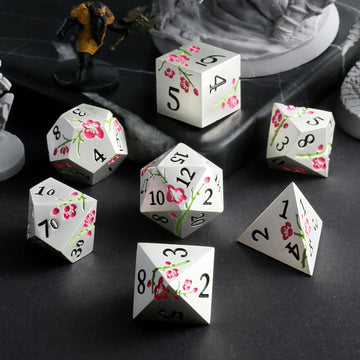 Metal Dungeons and Dragons Dice DNDND 7 PCS Heavy Metallic Flower D&D Dice Set with Grogeous Gift Case for DND Tabletop Game (Ma