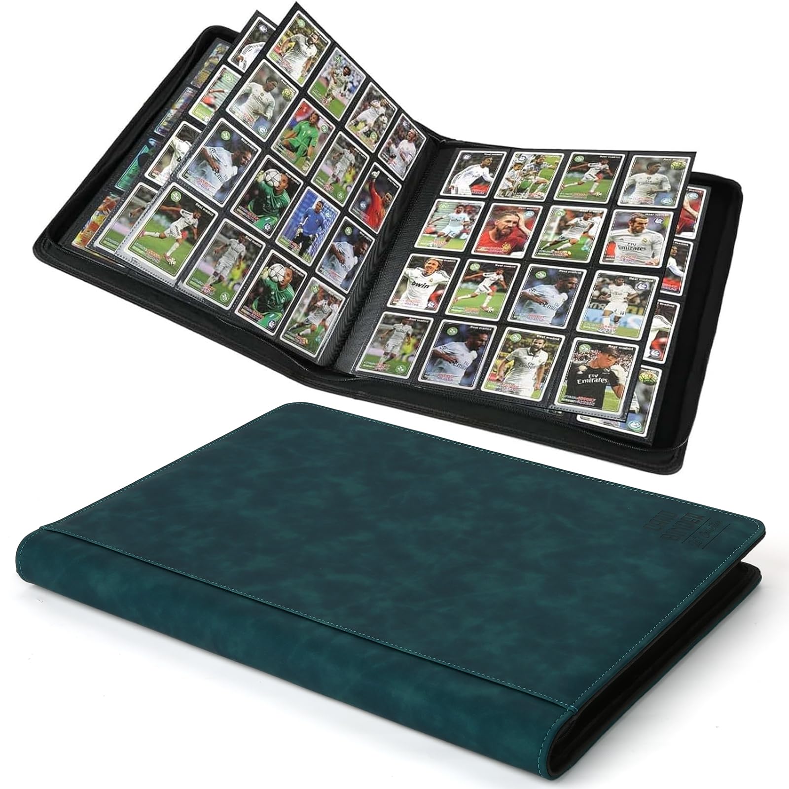 Arkeiliy enhanced Ringless Trading Card Binder - 1024 Capacity  16 Side-Loading Pockets per Page  Archival Quality Protection & Anti-Slip Spine for TCG  MTG  Sports Cards (Viridian)