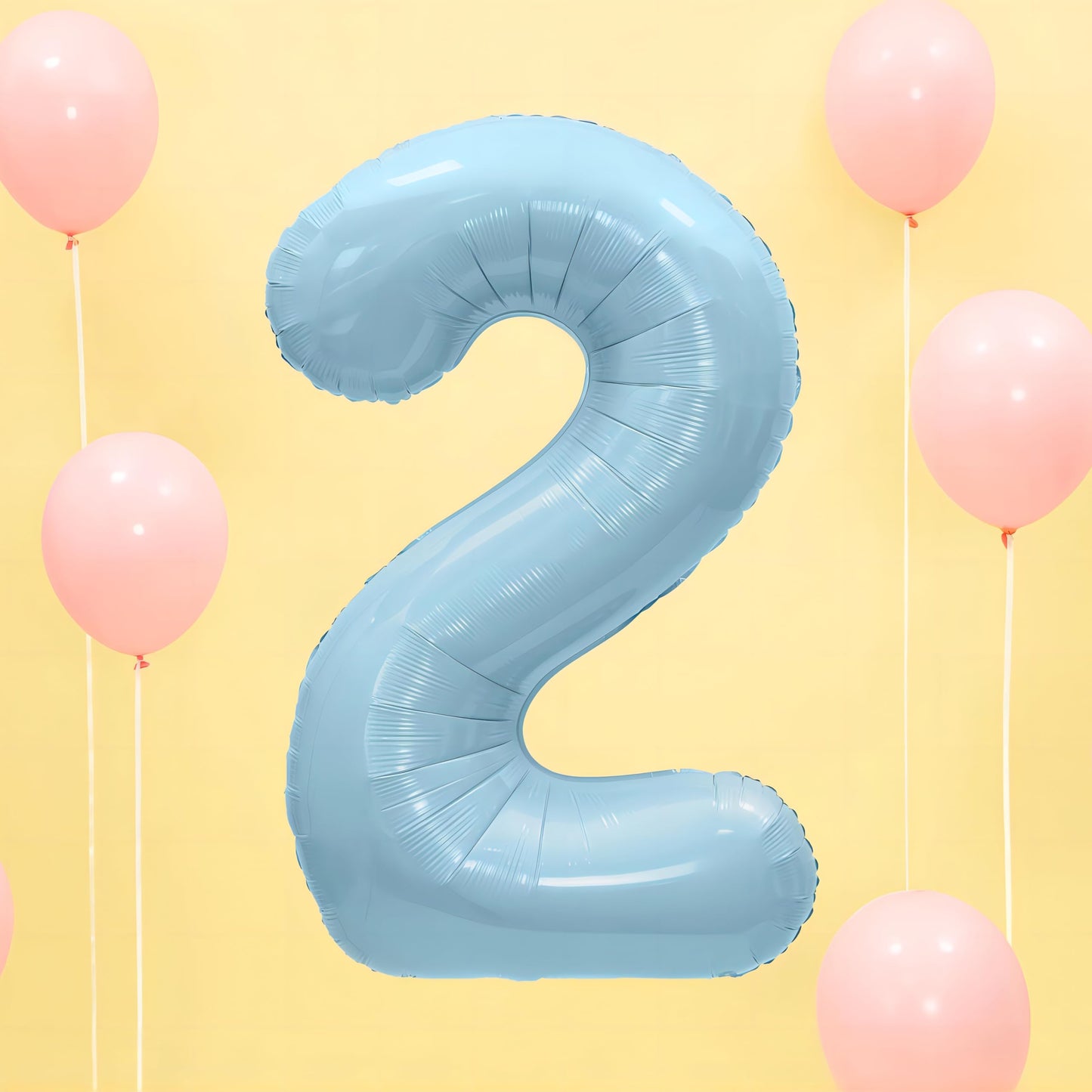 Paticool 40 Inch Blue Number Balloon 2, Large Light Blue Number Foil Mylar Balloons For Birthday Party Celebration Decorations S