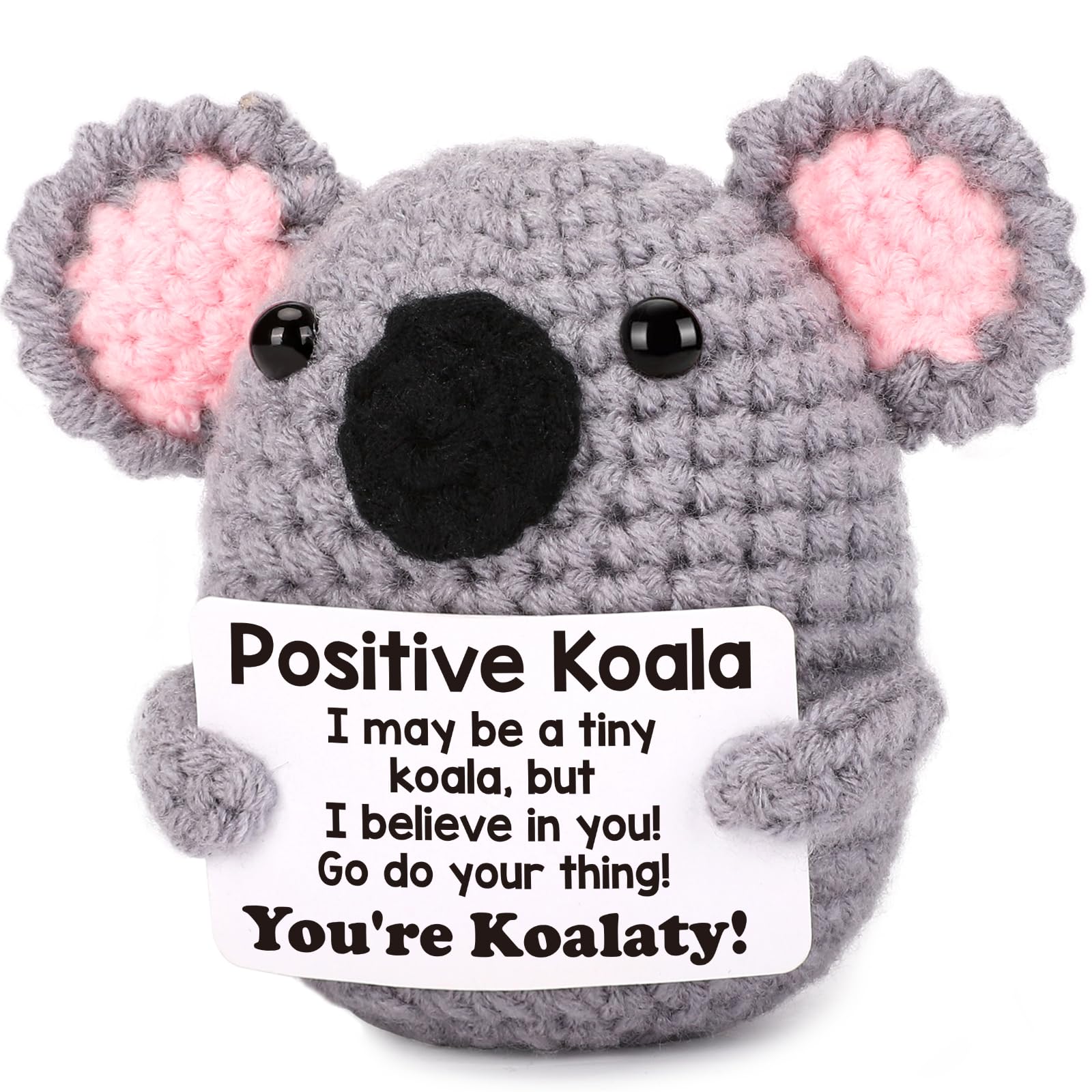 Positive Crochet Koala Christmas Birthday Gifts For Women Men Bosses Day Thanksgiving Gift, Stocking Stuffers White Elephant Bas