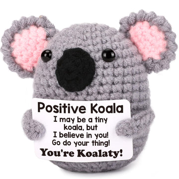 Positive Crochet Koala Christmas Birthday Gifts For Women Men Bosses Day Thanksgiving Gift, Stocking Stuffers White Elephant Bas