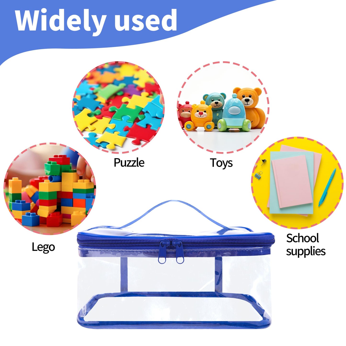 3 Packs Clear Toy Storage Bags- 9.4 X 6.7 X 4.3 Inch Transparent Pvc Toy Organizing Bags With Zipper- Waterproof Toy Storage Org