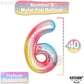KatchOn Giant Rainbow Number 6 Balloon - 40 Inch Mylar for 6th Birthday & Anniversary Decorations