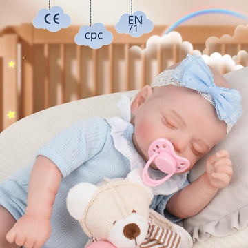 Jirachi Lifelike Reborn Baby Dolls, 18-Inch Soft Cloth Body Adorable Baby Girl, Realistic Reborn Babies with Feeding Set for Kid
