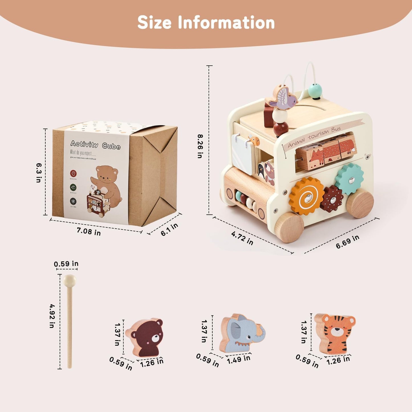 Wooden Activity Cube 8-In-1 Montessori Toys | Multifunctional Early Educational Learning Toys | Activity Cube For Baby Shape Sor