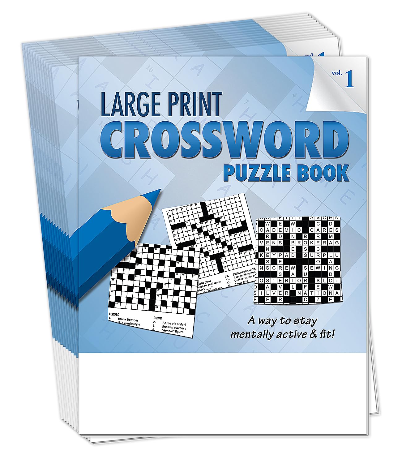ZOCO - Large Print Crossword Puzzle Books (25 Bulk Pack) - Games for Adults, The Visually Impaired, Seniors - Gifts for Assisted