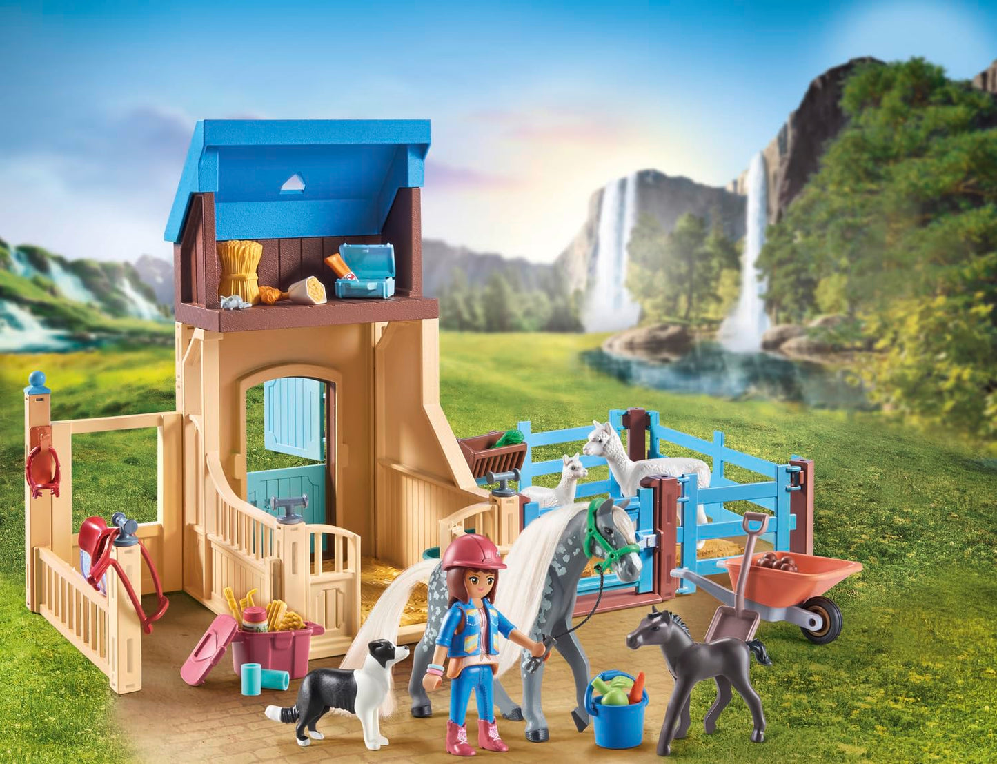 Playmobil Horses of Waterfall Horse Stall Set with Amelia & Whisper, Multicolor, Model 71353, Einheitsgröße, Plastic
