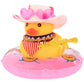 Wonuu Car Rubber Duck Decoration, West Cowboy Duck Car Dashboard Decoration Accessories With Mini Swim Ring Cowboy Hat Scarf And Sunglasses, A_Pink Horizontal Scarf White&Red Hat